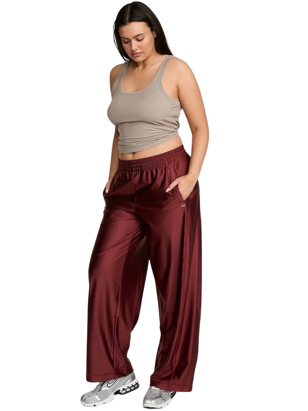 Victoria’s Secret L Cherrywood VSX GlossyTech Wide Leg Pant